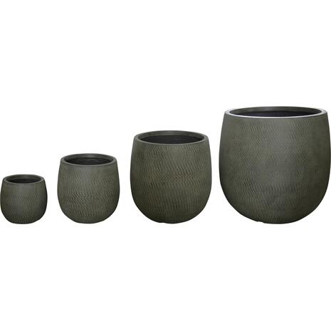 ΣΕΤ 4ΤΜΧ ΓΛΑΣΤΡΕΣ ΣΤΡΟΓΓΥΛΕΣ GARDENER HM4726 FIBERCLAY ΓΚΡΙΖΟΠΡΑΣΙΝΟ Φ52x55Υεκ