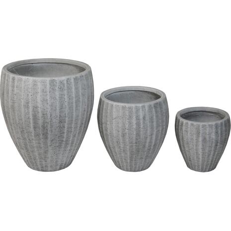 ΣΕΤ 3ΤΜΧ ΓΛΑΣΤΡΕΣ ΣΤΡΟΓΓΥΛΕΣ ΣΕΙΡΑ GARDENER HM4728 FIBERCLAY-ΧΡΩΜΑ CEMENT Φ48x56Υεκ