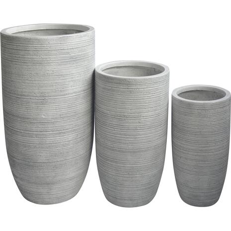 ΣΕΤ 3ΤΜΧ ΓΛΑΣΤΡΕΣ ΚΥΛΙΝΔΡΟΙ ΣΕΙΡΑ GARDENER HM4721 FIBERCLAY-ΧΡΩΜΑ CEMENT Φ42x78Υεκ