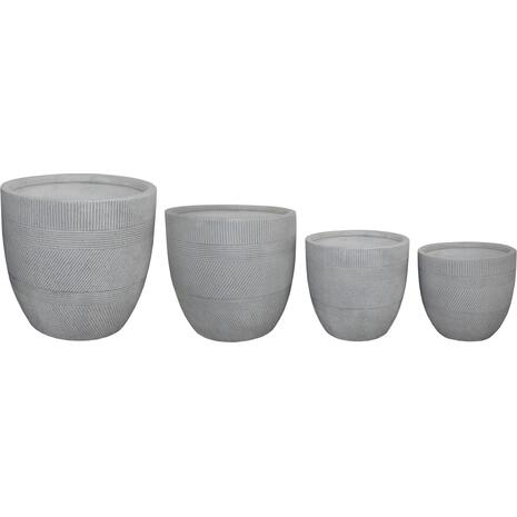 ΣΕΤ 4ΤΜΧ ΓΛΑΣΤΡΕΣ ΣΤΡΟΓΓΥΛΕΣ ΣΕΙΡΑ GARDENER HM4719 FIBERCLAY-ΧΡΩΜΑ CEMENT Φ44x43Υεκ