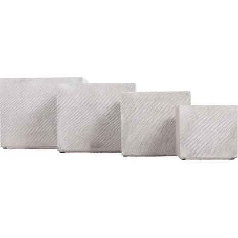 ΣΕΤ 4ΤΜΧ ΓΛΑΣΤΡΕΣ ΤΕΤΡΑΓΩΝΕΣ GARDENER HM4730 FIBERCLAY ΓΚΡΙ CEMENT 37x37x32Υεκ.