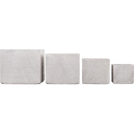 ΣΕΤ 4ΤΜΧ ΓΛΑΣΤΡΕΣ ΤΕΤΡΑΓΩΝΕΣ GARDENER HM4730 FIBERCLAY ΓΚΡΙ CEMENT 37x37x32Υεκ.