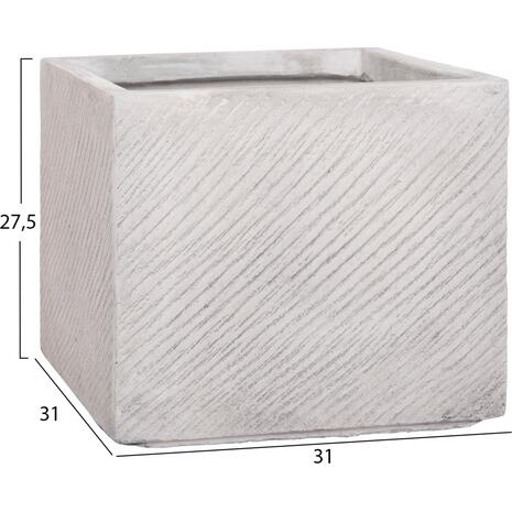 ΣΕΤ 4ΤΜΧ ΓΛΑΣΤΡΕΣ ΤΕΤΡΑΓΩΝΕΣ GARDENER HM4730 FIBERCLAY ΓΚΡΙ CEMENT 37x37x32Υεκ.