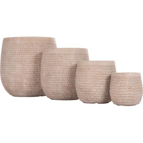 ΣΕΤ 4ΤΜΧ ΓΛΑΣΤΡΕΣ ΣΤΡΟΓΓΥΛΕΣ GARDENER HM4722 FIBERCLAY--IVORY CEMENT Φ54x54Υεκ