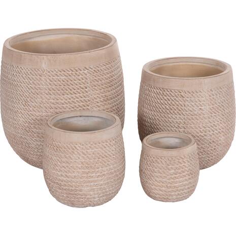 ΣΕΤ 4ΤΜΧ ΓΛΑΣΤΡΕΣ ΣΤΡΟΓΓΥΛΕΣ GARDENER HM4722 FIBERCLAY--IVORY CEMENT Φ54x54Υεκ