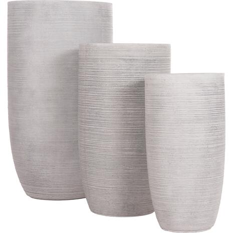 ΣΕΤ 3ΤΜΧ ΓΛΑΣΤΡΕΣ ΚΥΛΙΝΔΡΟΙ ΣΕΙΡΑ GARDENER HM4721 FIBERCLAY-ΧΡΩΜΑ CEMENT Φ42x78Υεκ