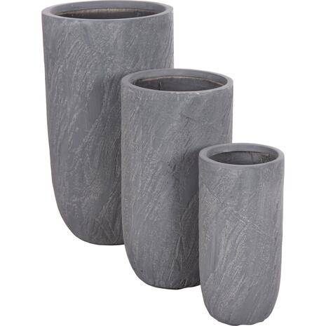 ΣΕΤ 3ΤΜΧ ΓΛΑΣΤΡΕΣ ΚΥΛΙΝΔΡΟΙ ΣΕΙΡΑ GARDENER HM4720 FIBERCLAY-ΧΡΩΜΑ CEMENT Φ44x79Υεκ