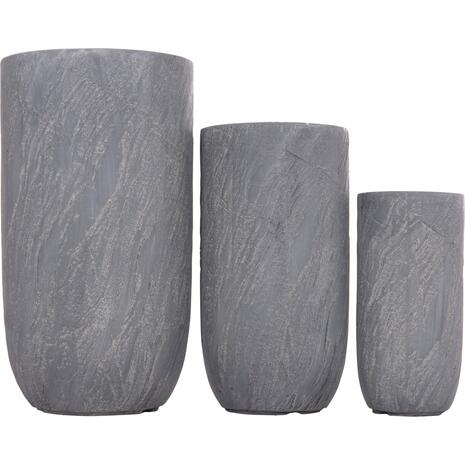 ΣΕΤ 3ΤΜΧ ΓΛΑΣΤΡΕΣ ΚΥΛΙΝΔΡΟΙ ΣΕΙΡΑ GARDENER HM4720 FIBERCLAY-ΧΡΩΜΑ CEMENT Φ44x79Υεκ