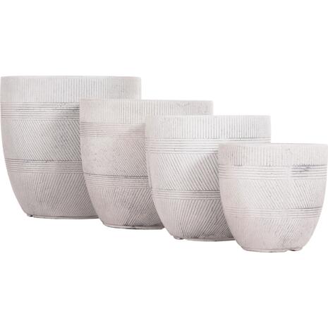 ΣΕΤ 4ΤΜΧ ΓΛΑΣΤΡΕΣ ΣΤΡΟΓΓΥΛΕΣ ΣΕΙΡΑ GARDENER HM4719 FIBERCLAY-ΧΡΩΜΑ CEMENT Φ44x43Υεκ