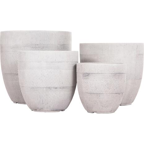 ΣΕΤ 4ΤΜΧ ΓΛΑΣΤΡΕΣ ΣΤΡΟΓΓΥΛΕΣ ΣΕΙΡΑ GARDENER HM4719 FIBERCLAY-ΧΡΩΜΑ CEMENT Φ44x43Υεκ