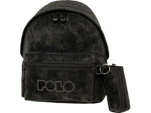 Tσάντα πλάτης 1+1 θέσεων Polo mini leaves black- μαύρο