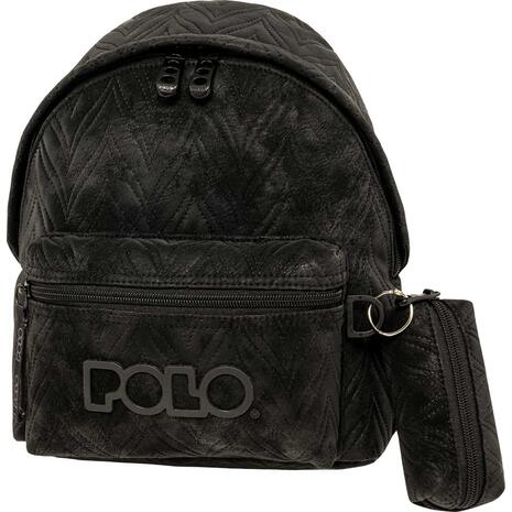 Tσάντα πλάτης 1+1 θέσεων Polo mini leaves black- μαύρο