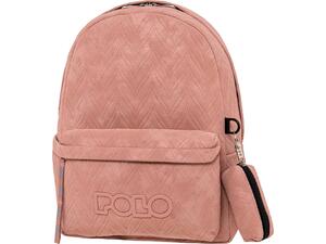 Τσάντα πλάτης 1+1 θέσεων Polo leaves pink-ροζ