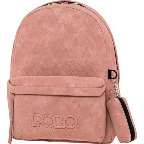 Τσάντα πλάτης 1+1 θέσεων Polo leaves pink-ροζ