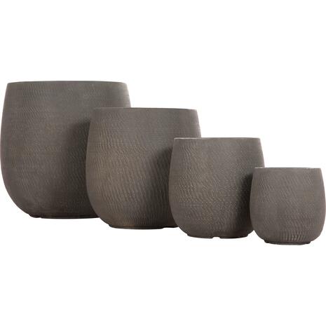 ΣΕΤ 4ΤΜΧ ΓΛΑΣΤΡΕΣ ΣΤΡΟΓΓΥΛΕΣ GARDENER HM4726 FIBERCLAY ΓΚΡΙΖΟΠΡΑΣΙΝΟ Φ52x55Υεκ