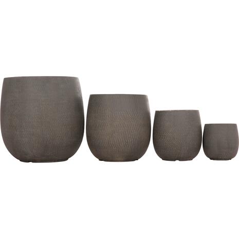 ΣΕΤ 4ΤΜΧ ΓΛΑΣΤΡΕΣ ΣΤΡΟΓΓΥΛΕΣ GARDENER HM4726 FIBERCLAY ΓΚΡΙΖΟΠΡΑΣΙΝΟ Φ52x55Υεκ