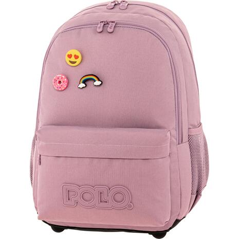 Τσάντα πλάτης 2+1 θέσεων Polo pins Lilac/λιλά