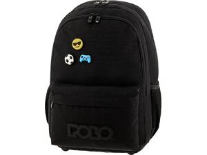 Τσάντα πλάτης 2+1 θέσεων Polo pins Black/μαύρο
