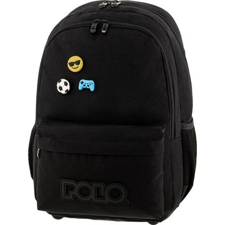 Τσάντα πλάτης 2+1 θέσεων Polo pins Black/μαύρο