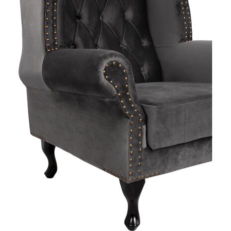 ΠΟΛΥΘΡΟΝΑ-ΜΠΕΡΖΕΡΑ ΓΚΡΙ ΒΕΛΟΥΔΟ T.CHESTERFIELD POLINA 83x75x107Yεκ.HM0053.10 (Γκρι)
