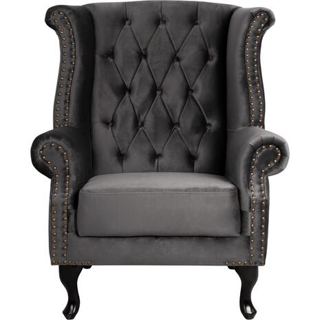ΠΟΛΥΘΡΟΝΑ-ΜΠΕΡΖΕΡΑ ΓΚΡΙ ΒΕΛΟΥΔΟ T.CHESTERFIELD POLINA 83x75x107Yεκ.HM0053.10 (Γκρι)