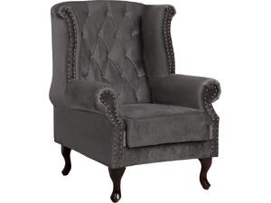 ΠΟΛΥΘΡΟΝΑ-ΜΠΕΡΖΕΡΑ ΓΚΡΙ ΒΕΛΟΥΔΟ T.CHESTERFIELD POLINA 83x75x107Yεκ.HM0053.10 (Γκρι)