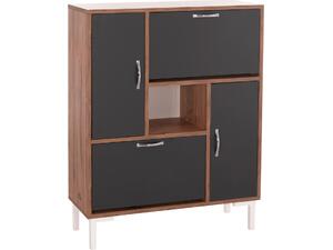ΠΑΠΟΥΤΣΟΘΗΚΗ MEDY HM18187.02 ΜΕΛΑΜΙΝΗ ΣΕ ΦΥΣΙΚΟ & ΑΝΘΡΑΚΙ-ΜΑΥΡΑ ΠΟΔΙΑ 85x30x108.5Υεκ