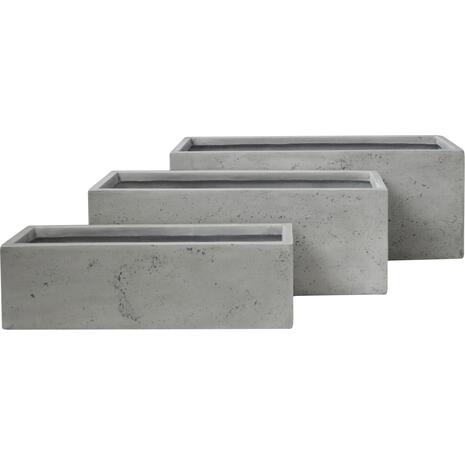 ΣΕΤ 3ΤΜΧ ΓΛΑΣΤΡΕΣ ΟΡΘΟΓΩΝΙΕΣ GARDENER HM4723 FIBERCLAY ΓΚΡΙ CEMENT 81x30x30Υεκ.