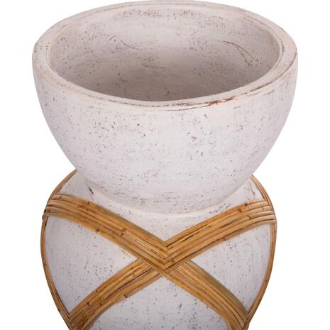 ΔΙΑΚΟΣΜΗΤΙΚΟ ΒΑΖΟ ΔΑΠΕΔΟΥ MAYNARD HM4672.02L FIBER CEMENT ΛΕΥΚΟ--RATTAN Φ32x62.5Υεκ.