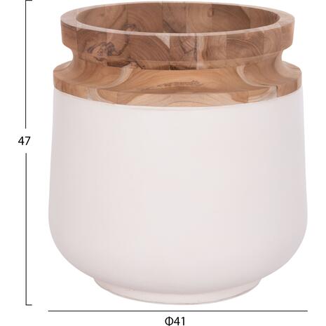 ΔΙΑΚΟΣΜΗΤΙΚΟ ΒΑΖΟ ΔΑΠΕΔΟΥ LINTER HM4662.02L FIBER CEMENT ΛΕΥΚΟ--ΞΥΛΟ ΤΕΑΚ Φ41x47Υεκ.