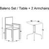 BALENO Set Κήπου - Βεράντας: Τραπέζι + 2 Πολυθρόνες Μέταλλο Ανθρακί, Wicker Mixed Grey (Ε240,10)