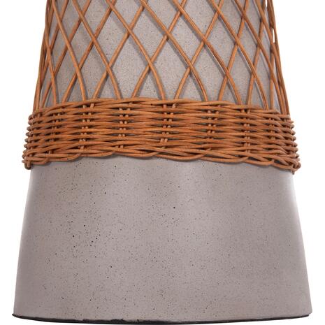 ΒΟΗΘΗΤΙΚΟ ΤΡΑΠΕΖΙ ΣΤΡΟΓΓΥΛΟ DELIA HM18167.03 FIBER CEMENT ΓΚΡΙ & RATTAN Φ40x45Υεκ