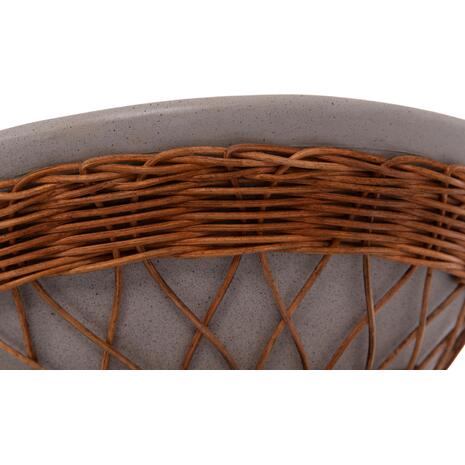 ΒΟΗΘΗΤΙΚΟ ΤΡΑΠΕΖΙ ΣΤΡΟΓΓΥΛΟ DELIA HM18167.03 FIBER CEMENT ΓΚΡΙ & RATTAN Φ40x45Υεκ