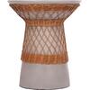 ΒΟΗΘΗΤΙΚΟ ΤΡΑΠΕΖΙ ΣΤΡΟΓΓΥΛΟ DELIA HM18167.03 FIBER CEMENT ΓΚΡΙ & RATTAN Φ40x45Υεκ