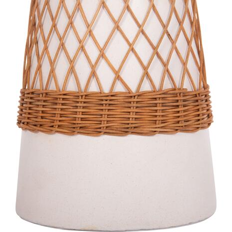 ΒΟΗΘΗΤΙΚΟ ΤΡΑΠΕΖΙ ΣΤΡΟΓΓΥΛΟ DELIA HM18167.02 FIBER CEMENT ΛΕΥΚΟ & RATTAN Φ40x45Υεκ