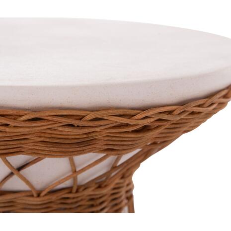ΒΟΗΘΗΤΙΚΟ ΤΡΑΠΕΖΙ ΣΤΡΟΓΓΥΛΟ DELIA HM18167.02 FIBER CEMENT ΛΕΥΚΟ & RATTAN Φ40x45Υεκ