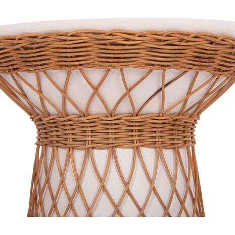ΒΟΗΘΗΤΙΚΟ ΤΡΑΠΕΖΙ ΣΤΡΟΓΓΥΛΟ DELIA HM18167.02 FIBER CEMENT ΛΕΥΚΟ & RATTAN Φ40x45Υεκ