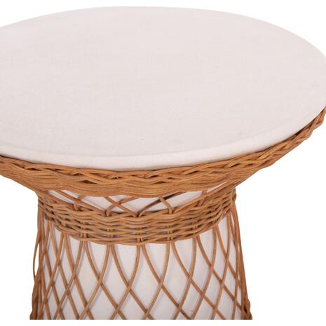 ΒΟΗΘΗΤΙΚΟ ΤΡΑΠΕΖΙ ΣΤΡΟΓΓΥΛΟ DELIA HM18167.02 FIBER CEMENT ΛΕΥΚΟ & RATTAN Φ40x45Υεκ
