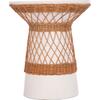 ΒΟΗΘΗΤΙΚΟ ΤΡΑΠΕΖΙ ΣΤΡΟΓΓΥΛΟ DELIA HM18167.02 FIBER CEMENT ΛΕΥΚΟ & RATTAN Φ40x45Υεκ