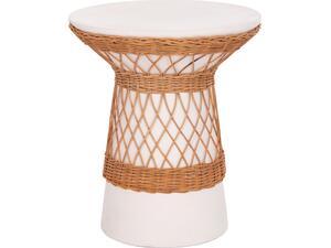 ΒΟΗΘΗΤΙΚΟ ΤΡΑΠΕΖΙ ΣΤΡΟΓΓΥΛΟ DELIA HM18167.02 FIBER CEMENT ΛΕΥΚΟ & RATTAN Φ40x45Υεκ