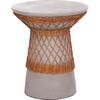 ΒΟΗΘΗΤΙΚΟ ΤΡΑΠΕΖΙ ΣΤΡΟΓΓΥΛΟ DELIA HM18167.03 FIBER CEMENT ΓΚΡΙ & RATTAN Φ40x45Υεκ