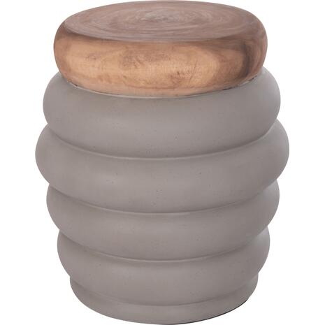 ΤΡΑΠΕΖΙ ΒΟΗΘΗΤΙΚΟ PUFFAT HM18172.03 FIBER CEMENT ΓΚΡΙ- ΞΥΛΟ TEAK TOP Φ45x46Υεκ.