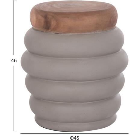 ΤΡΑΠΕΖΙ ΒΟΗΘΗΤΙΚΟ PUFFAT HM18172.03 FIBER CEMENT ΓΚΡΙ- ΞΥΛΟ TEAK TOP Φ45x46Υεκ.