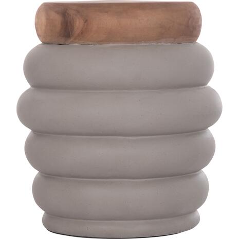 ΤΡΑΠΕΖΙ ΒΟΗΘΗΤΙΚΟ PUFFAT HM18172.03 FIBER CEMENT ΓΚΡΙ- ΞΥΛΟ TEAK TOP Φ45x46Υεκ.