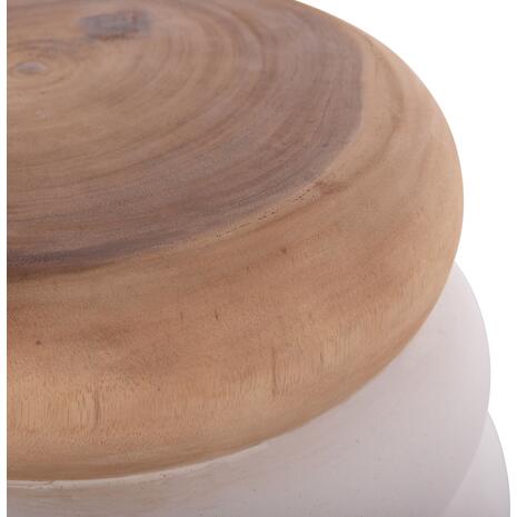ΤΡΑΠΕΖΙ ΒΟΗΘΗΤΙΚΟ PUFFAT HM18172.02 FIBER CEMENT ΛΕΥΚΟ- ΞΥΛΟ TEAK TOP Φ45x46Υεκ.