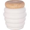 ΤΡΑΠΕΖΙ ΒΟΗΘΗΤΙΚΟ PUFFAT HM18172.02 FIBER CEMENT ΛΕΥΚΟ- ΞΥΛΟ TEAK TOP Φ45x46Υεκ.