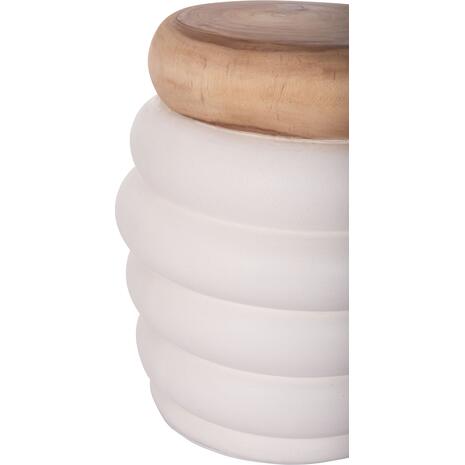ΤΡΑΠΕΖΙ ΒΟΗΘΗΤΙΚΟ PUFFAT HM18172.02 FIBER CEMENT ΛΕΥΚΟ- ΞΥΛΟ TEAK TOP Φ45x46Υεκ.