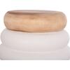 ΤΡΑΠΕΖΙ ΒΟΗΘΗΤΙΚΟ PUFFAT HM18172.02 FIBER CEMENT ΛΕΥΚΟ- ΞΥΛΟ TEAK TOP Φ45x46Υεκ.