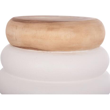 ΤΡΑΠΕΖΙ ΒΟΗΘΗΤΙΚΟ PUFFAT HM18172.02 FIBER CEMENT ΛΕΥΚΟ- ΞΥΛΟ TEAK TOP Φ45x46Υεκ.