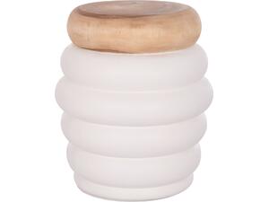 ΤΡΑΠΕΖΙ ΒΟΗΘΗΤΙΚΟ PUFFAT HM18172.02 FIBER CEMENT ΛΕΥΚΟ- ΞΥΛΟ TEAK TOP Φ45x46Υεκ.